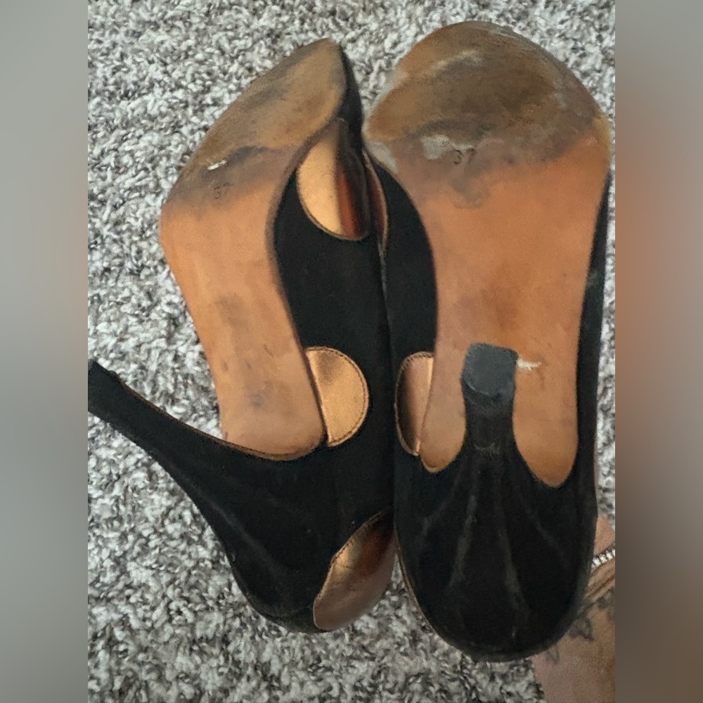 MAUD FRIZON Black and Bronze Heels - Picture 3 of 4